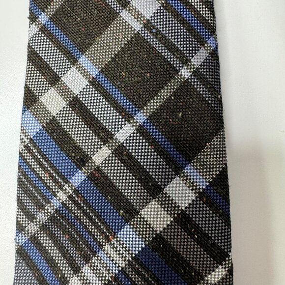 COLE HAAS brown plaid 100% silk neck tie - Picture 5 of 6